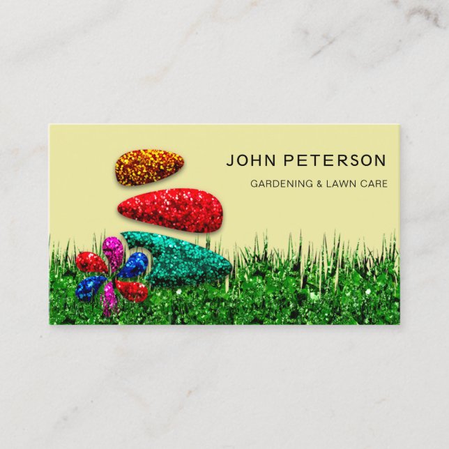 Carte De Visite Entretien de la pelouse Jardinage Paysage Fleurs d (Devant)