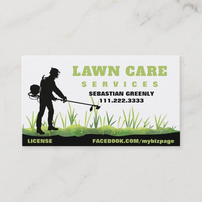 Carte De Visite *~* Entretien de la pelouse mauvaises herbes Whack (Devant)