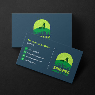 Carte De Visite Entretien de pelouse de jardinage vert bleu profes