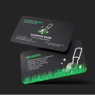 Carte De Visite Entretien de pelouse et aménagement paysager vert 