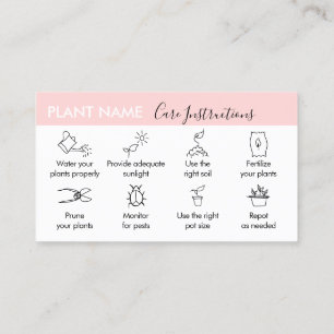 Carte De Visite Entretien de plantes de jardin de fleurs roses