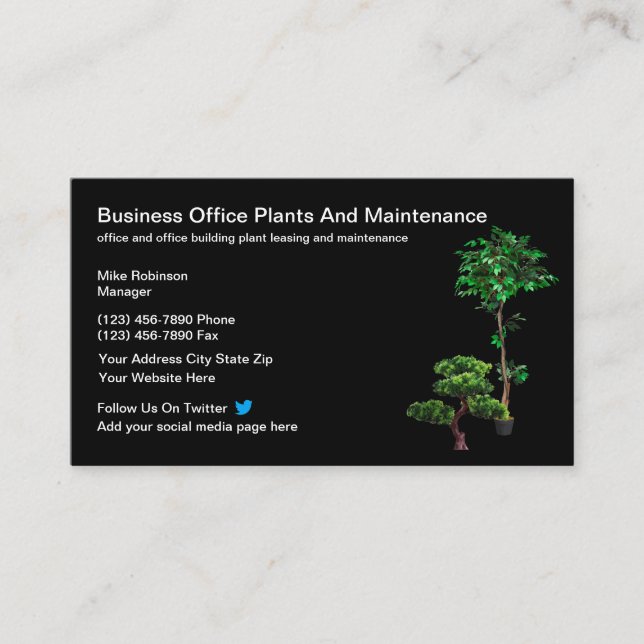 Carte De Visite Entretien Et Location De Plantes De Bureau (Devant)