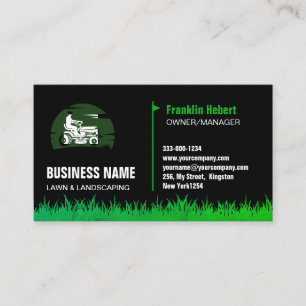 Carte De Visite Entretien professionnel de la pelouse verte noire