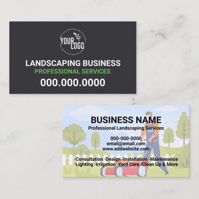Carte De Visite Entretien professionnel de pelouse Landscaping pas (Devant / Derrière)