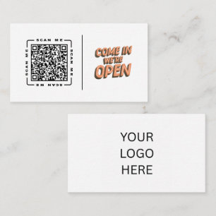 Carte De Visite Entrez, nous sommes ouverts Code QR et logo pers