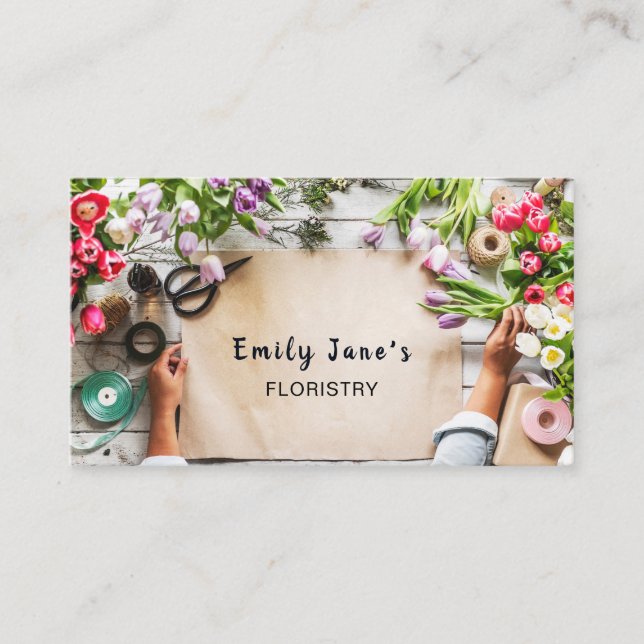 Carte De Visite Enveloppement floral, fleuriste (Devant)