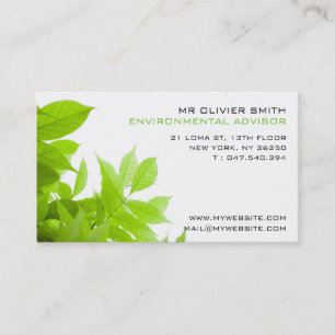 Carte de visite environnement et nature. Ton vert