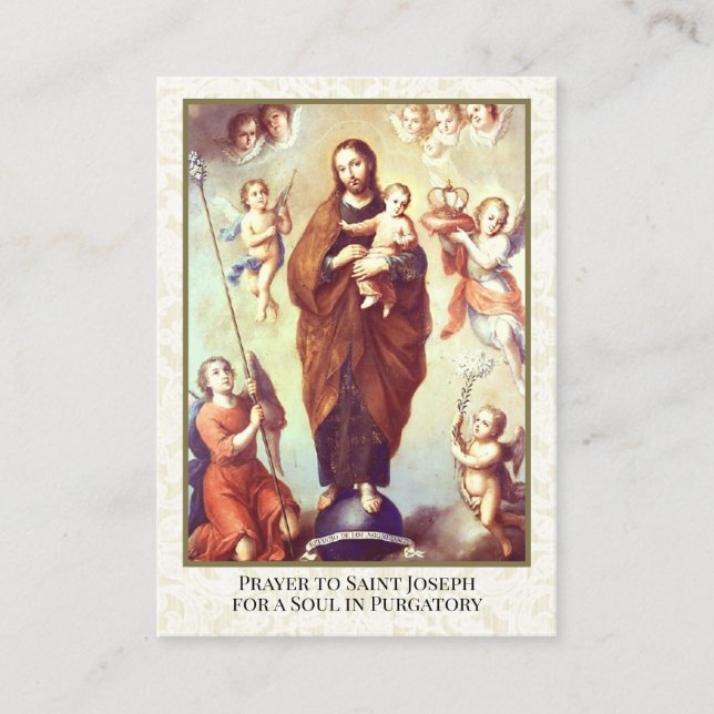 Carte De Visite Épaules de prière St Joseph catholique en Purgatoi (Devant)