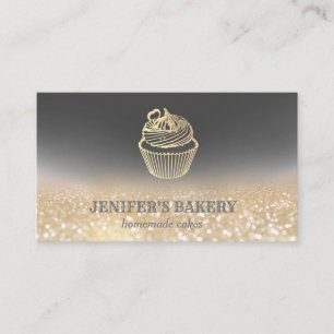 Carte De Visite Épicerie d'or moderne cupcake boulangerie maison