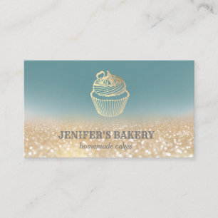 Carte De Visite Épicerie d'or moderne cupcake boulangerie maison