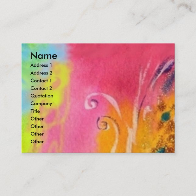CARTE DE VISITE ÉPOQUE D'AUBE / ÉCLAIRAGE MAGIQUE EN OR FUCHSIA (Devant)