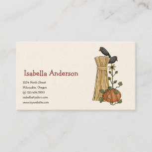 Carte De Visite Épouvantails d'automne · Corneille et citrouille