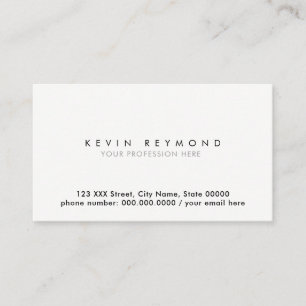 Carte De Visite épuré simple et minimal blanc professionnel