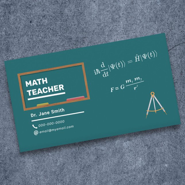 Carte De Visite Equations & Compas Enseignant Math (Equations & Compas Math Teacher Business Card)