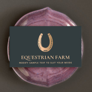 Carte de visite équestre en fer à cheval de bronze
