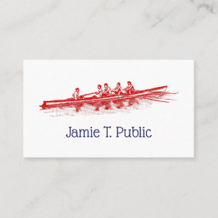 Carte De Visite Équipe de sports nautiques Red Rowing Rowers