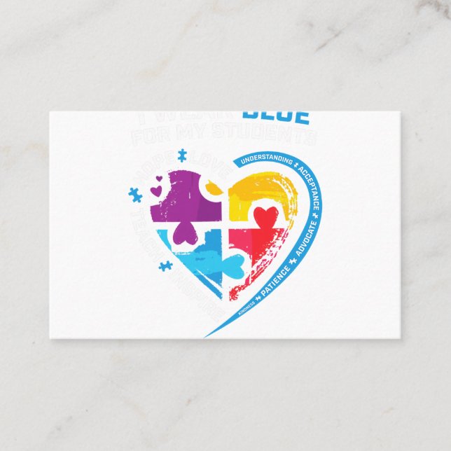 Carte De Visite Équipe Pré K Accepter les différences Autisme SPED (Devant)