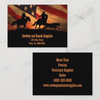 Carte De Visite Équipe Roping Cowboy Services ou Ranch Fournitures