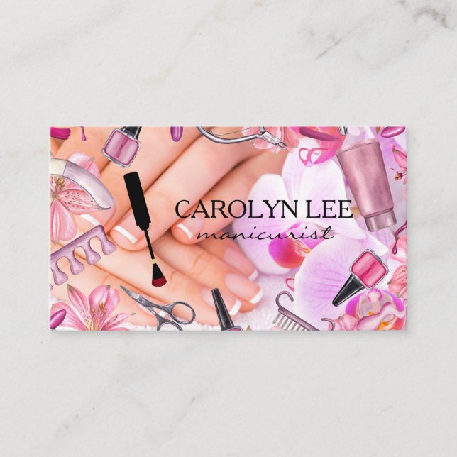 Carte De Visite Équipement d'outils de salons à ongles | Mains man (Devant)