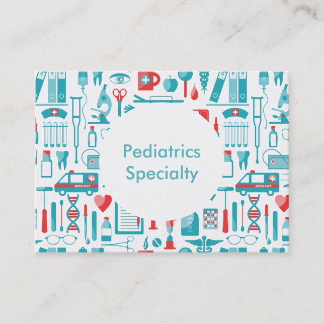 Carte De Visite Équipement Médicale en Turquoise et en rouge (Devant)