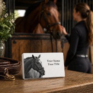 Carte De Visite Équitation Moderne Cheval Noir et Blanc