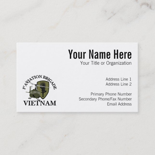 Carte De Visite ęr Vétérinaire Huey du Vietnam de BDE d'AVN (Devant)