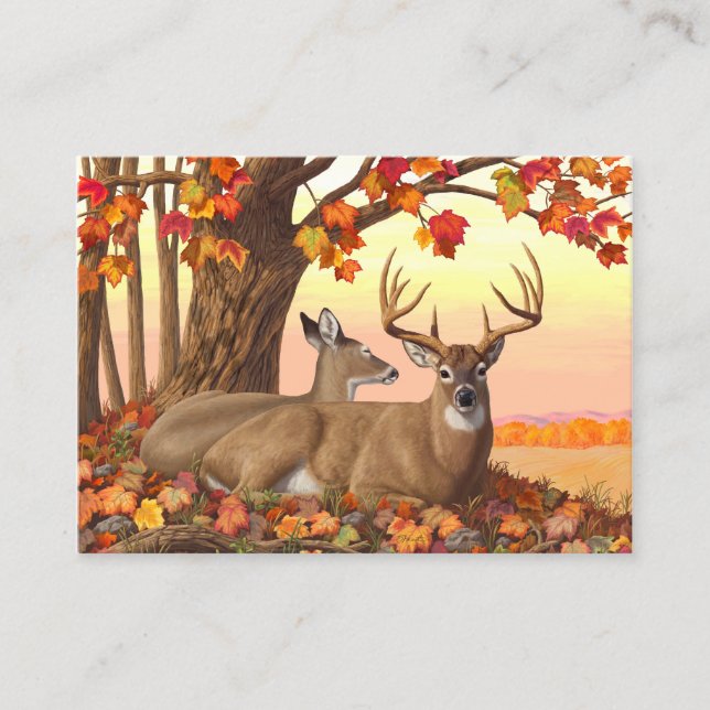 Carte De Visite Érable d'automne du cerf blanc (Devant)