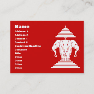 Carte De Visite Erawan Trois éléphant en tête Lao / Laos Drapeau