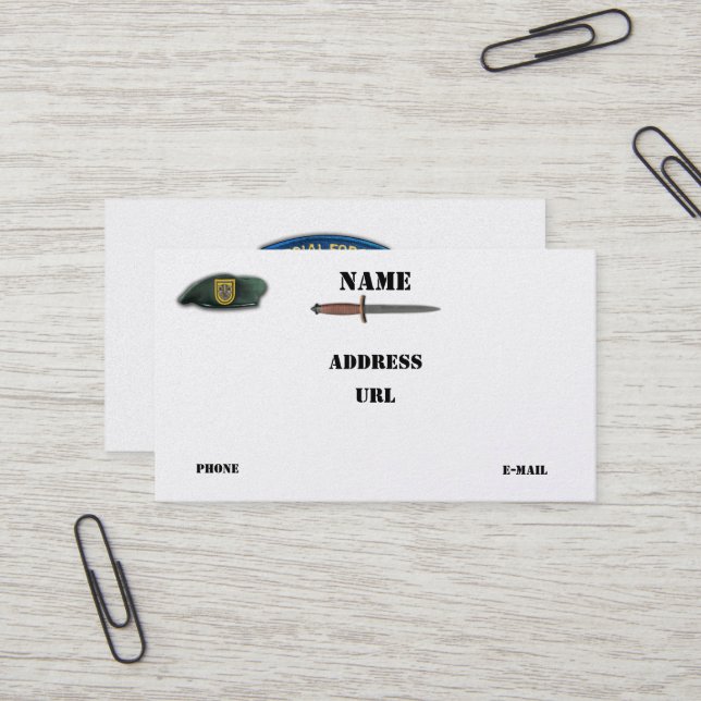 Carte De Visite ęrs lrrps de sof de sfg de sf de bérets verts de (Devant/Arrière en situation)