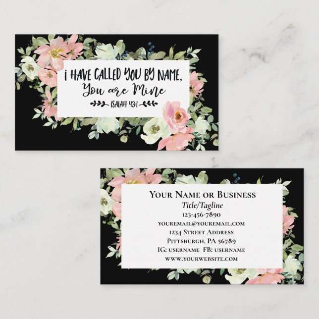 Carte De Visite Ésaïe 43:1 Je Vous Ai Appelés par Nom Bible Verse (Devant / Derrière)
