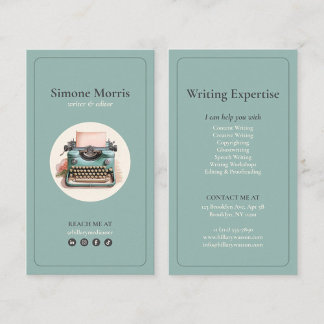 Carte De Visite escritora máquina de escribir vintage retro verde