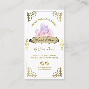 Carte de visite Esotérique Cristal Blanc Rose Et 