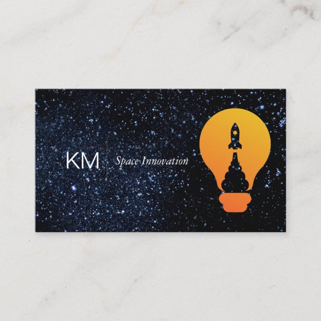 Carte De Visite Espace | Étoiles | Ampoule à fusée (Devant)
