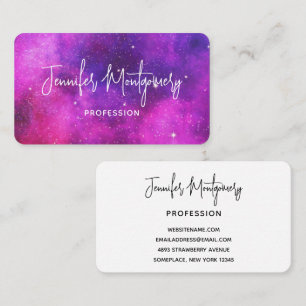 Carte De Visite Espace rose et violet et étoiles Faux Galaxy