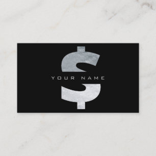 Carte De Visite $ Espèces Mark argent Vip noir luxe