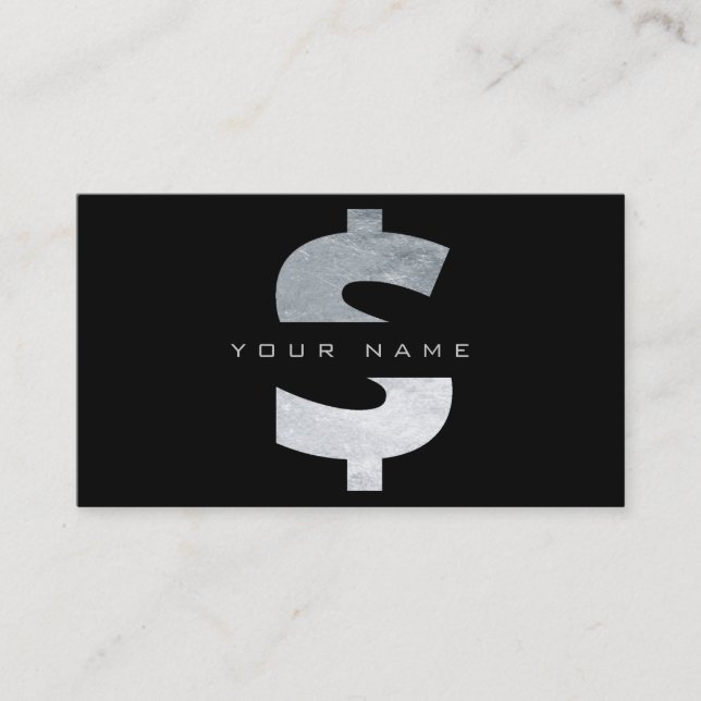 Carte De Visite $ Espèces Mark argent Vip noir luxe (Devant)