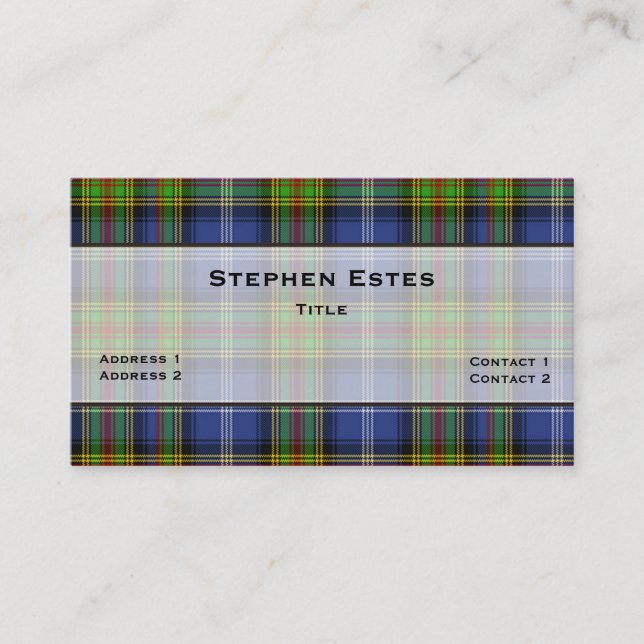 Carte De Visite Este Tartan traditionnel Plaid personnalisé (Devant)