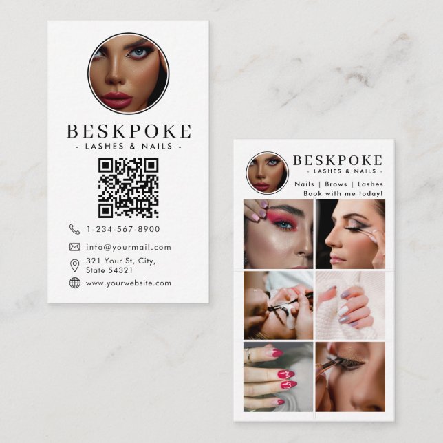 Carte De Visite Esthetician Photo Feed Grid Social Media QR Code  (Devant / Derrière)