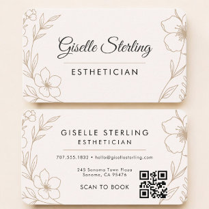 Carte De Visite Esthéticienne Code QR Floral Professionnel