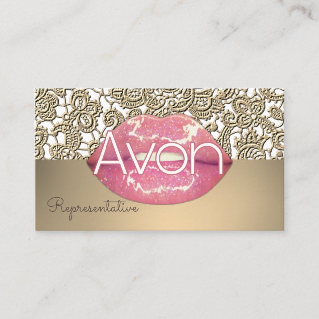 Carte De Visite Esthétique Avon personnalisée en dentelle rose et  (Devant)