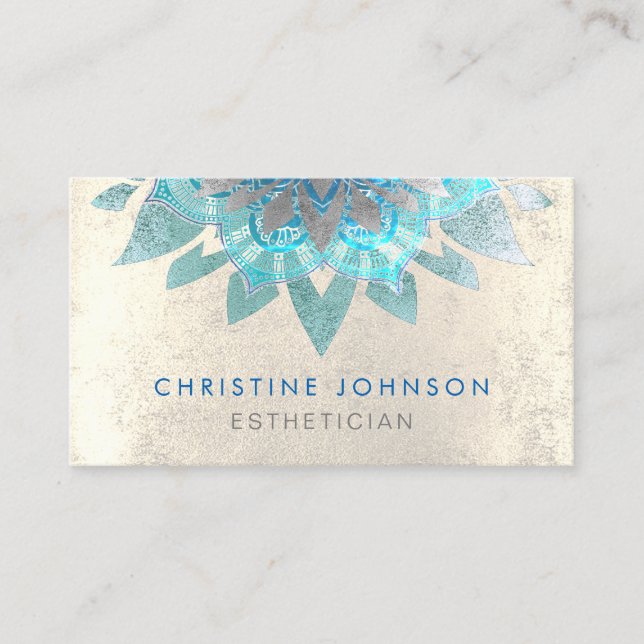 Carte De Visite esthétique des soins de la peau gris turquoise (Devant)