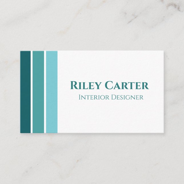 Carte De Visite Esthétique Moderne Turquoise Blanc Editable Design (Devant)