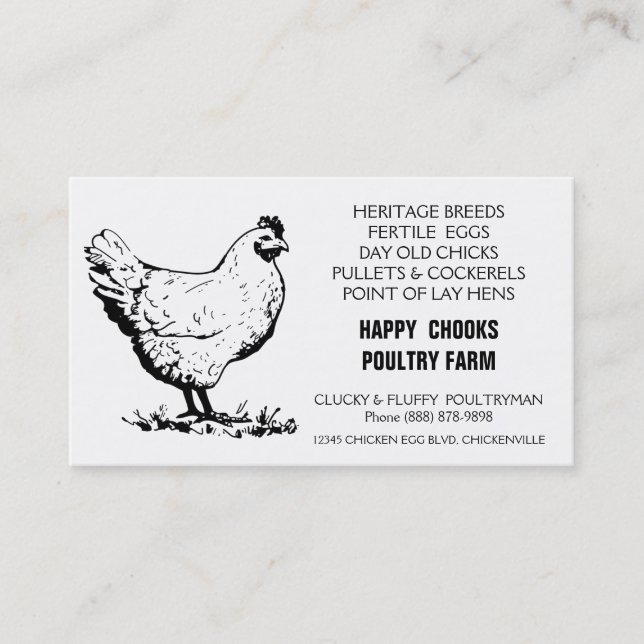 Carte De Visite Établissement d'incubation jaune de poulet de (Devant)