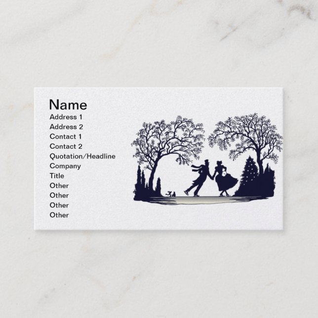 Carte De Visite Étang de patinage de glace - silhouette (Devant)