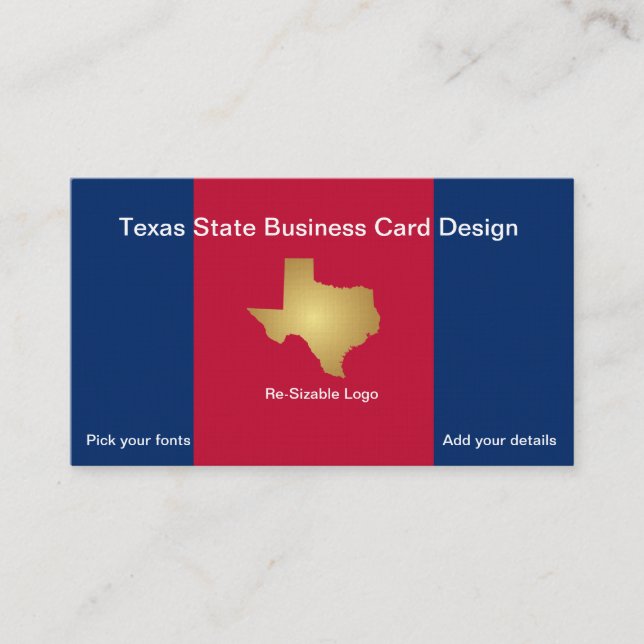 Carte De Visite État de l'or métallique du Texas (Devant)