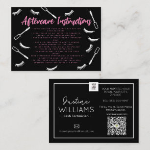 Carte De Visite Étendues Eyelash Rose et Black Lashes