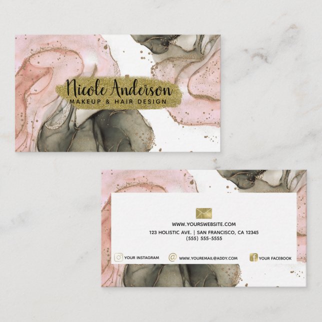 Carte De Visite Ethereal Moody Black Gold Inky Imaginaire Glam (Devant / Derrière)