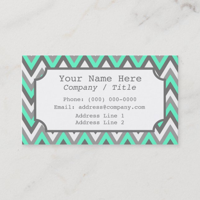 Carte de visite Étiquette Blue Grey Chevron (Devant)