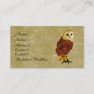 Carte de visite/étiquettes rouges d'or de hibou