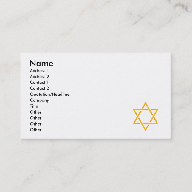 Carte De Visite Étoile de David (Devant)
